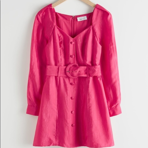 & Other Stories JACQUARD DRESS WITH BELT - Picture 1 of 2